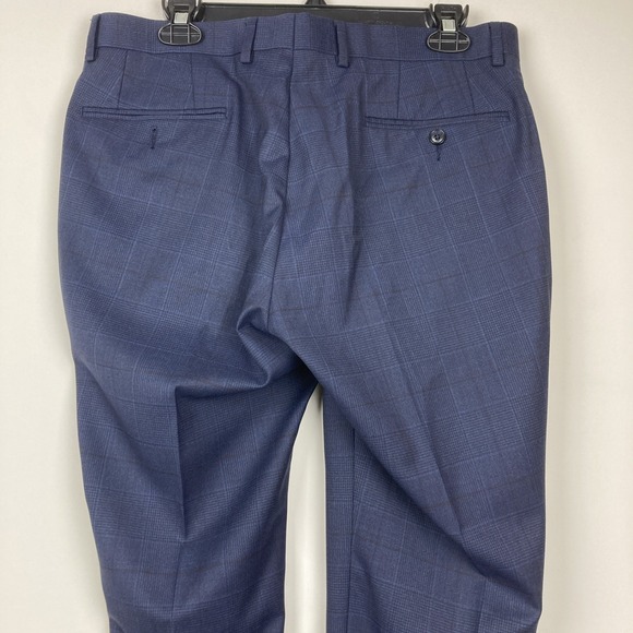 Bar III Mens Slim fit Dress Pants 34W 30L Navy Blue Plaid Stretch F03408 - Picture 6 of 6